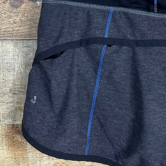 Lululemon Speed Shorts Heathered Black Lakeside Blue SZ 8 - Picture 6 of 10